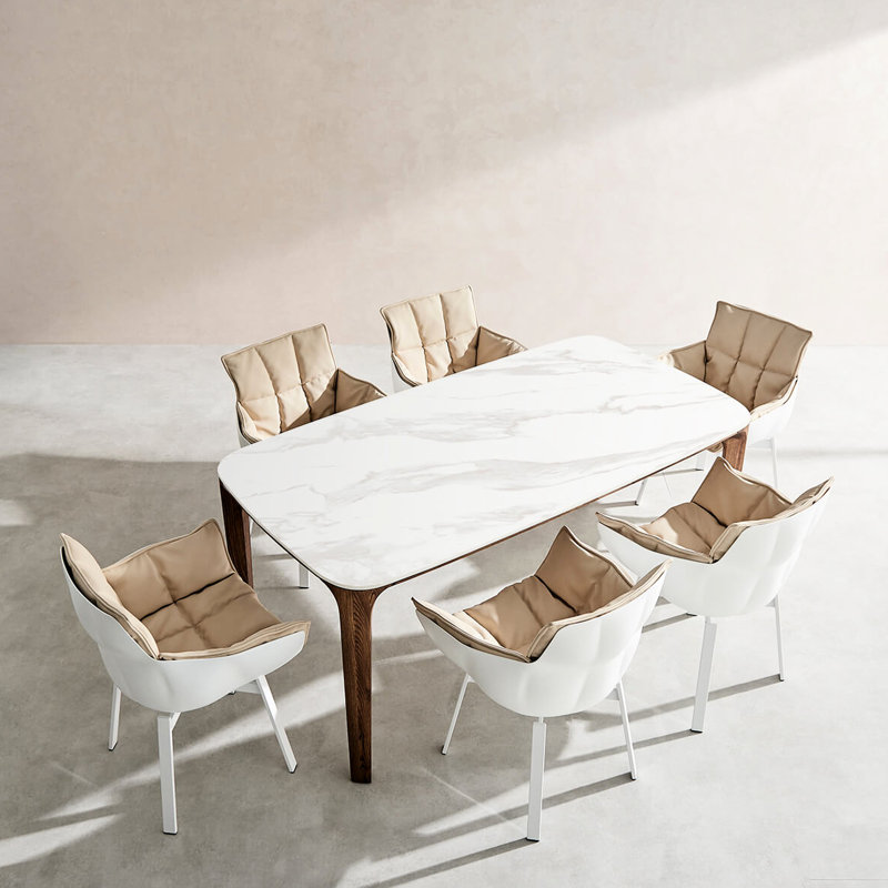 Modern Rectangular Walnut & Ceramic Dining Table / 5.9Ft (Table Only)