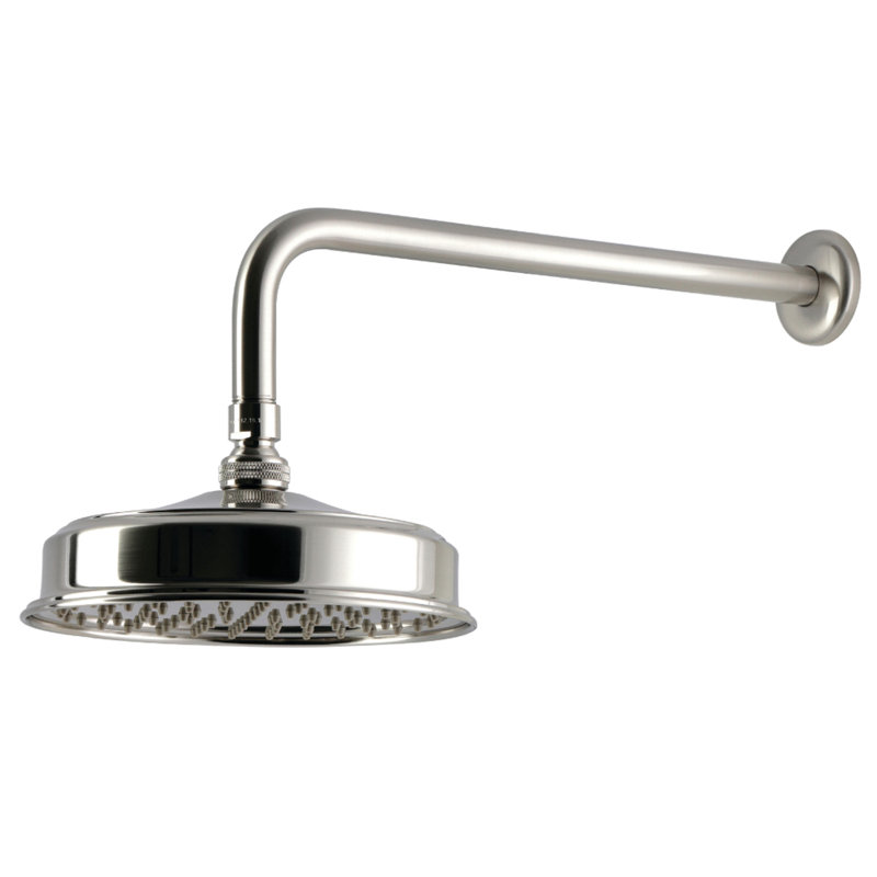 Kingston Brass Trimscape 8-Inch Round Brass Shower Head with 17-Inch Ceiling Mounted Shower Arm, Brushed Nickel