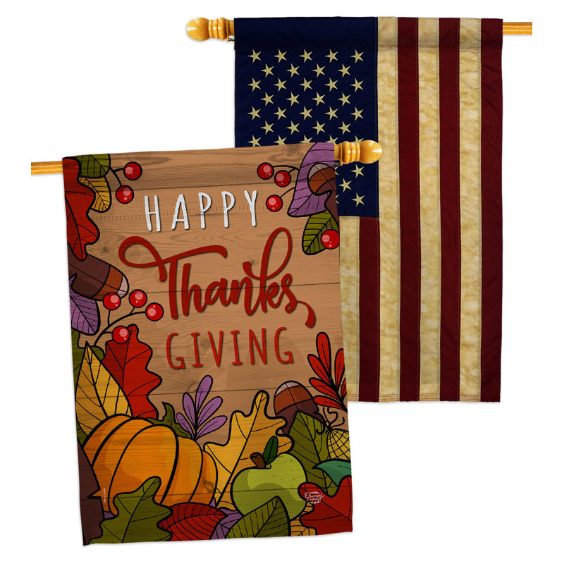 Double Sided 40'' H x 28'' W Polyester Thanksgiving House Flag