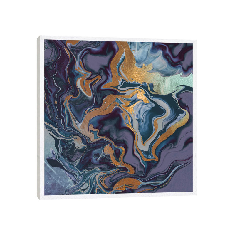 Drama Queen II Purple Gold by Monika Strigel - Painting on Canvas, White Framed, 45.72cm H x 45.72cm W x 3.81cm D