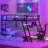 Black Metal Bunk Bed With Desk, And 2 Creatively Arranged Drawers - Full Size Bedroom In Built-In Cool