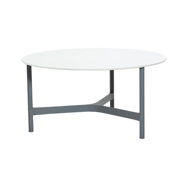 Twist Round Outdoor Coffee Table ,, Cane-line HI-Core White, 35.5", Light Gray