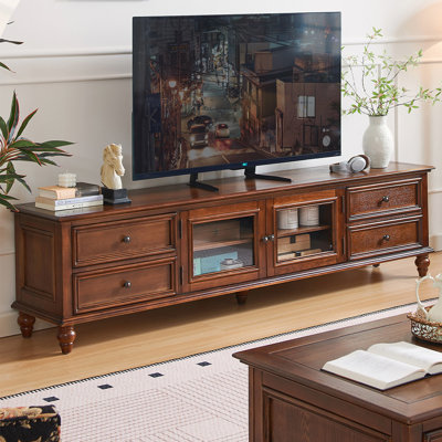 Meuble télé en bois massif et verre de style américain pour le salon