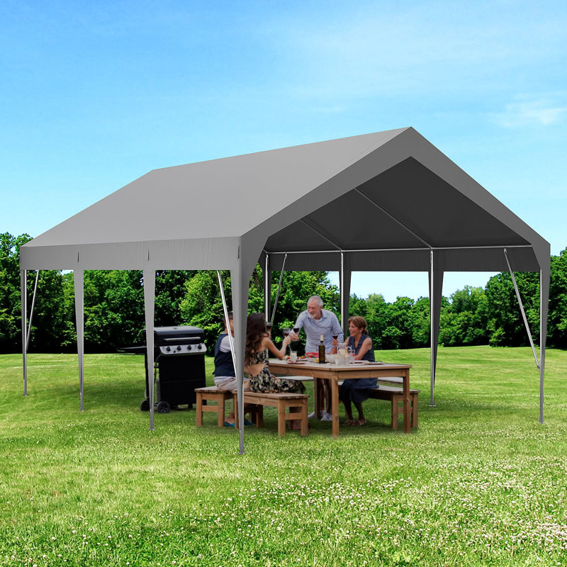 Abri de garage portatif 12 x 20 pi avec abri d'auto robuste, housse de rangement extérieure imperméable et résistante aux rayons UV