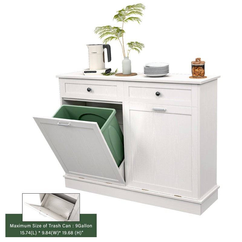 White Freestanding Dual Tilt-Out Kitchen Storage Cabinet