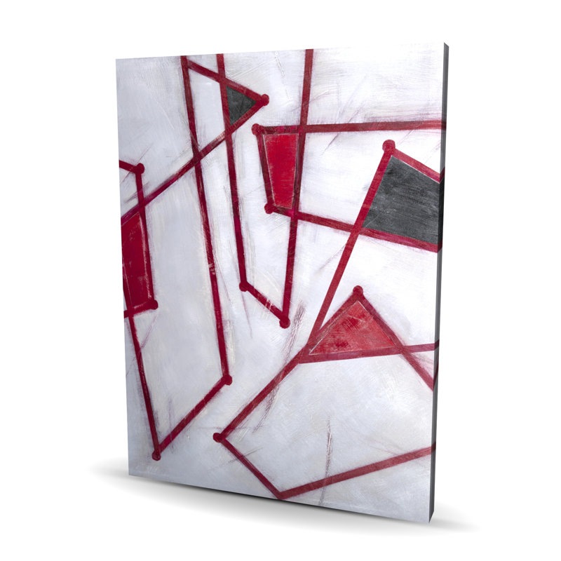 Red Outlines Shapes - Black Abstract Canvas for Home Decor