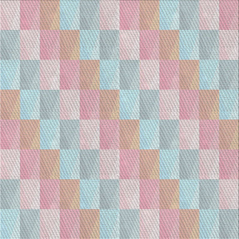 Tapis rose/bleu à motifs, Carré 7 pi