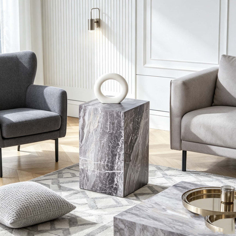 Modern MDF End Table, Grey