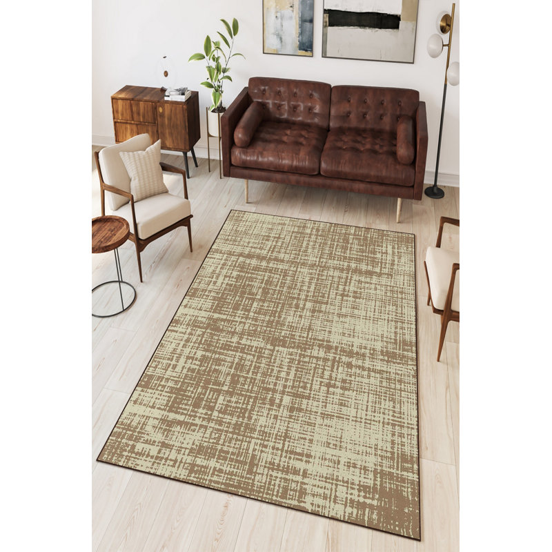Eco-Friendly Latte Carpet (4 x 6 ft), 100% Polyester, 650 g/m² | Antibacterial, Non-Slip PVC Dot Underside, Pile Height: 0.16 in | Machine Washable, Digital Printed | Perfect for Living Room & Bedroom Decor