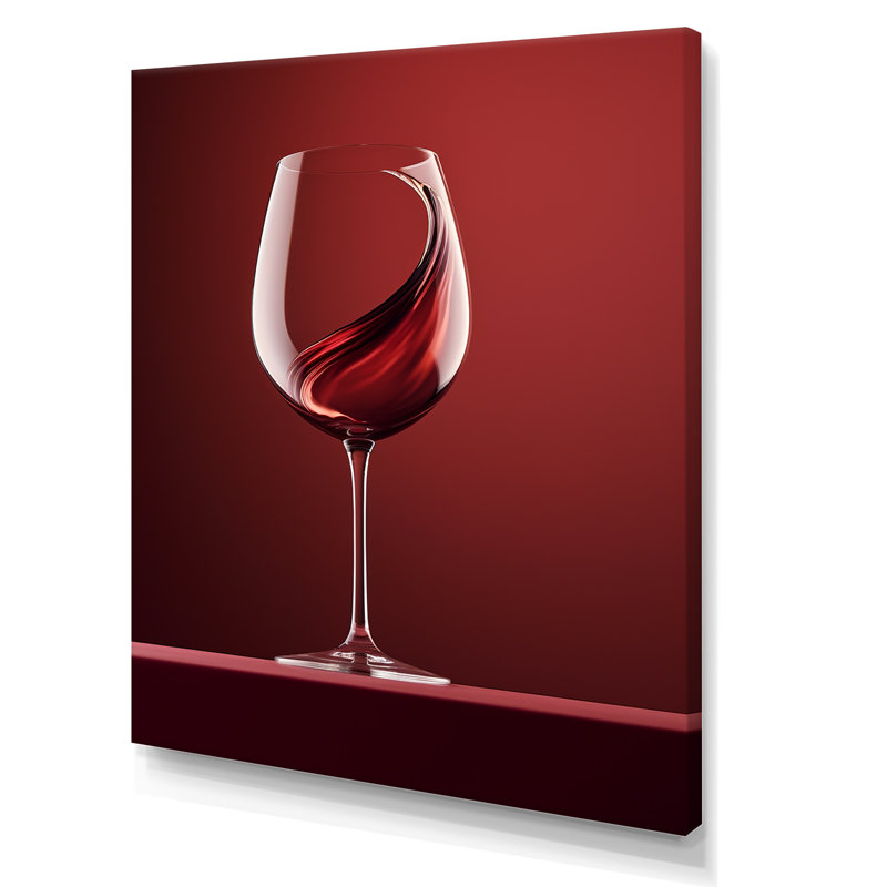 Verre à vin fantaisie encadré sur toile, Toile tendue, H 20 po x l 12 po x P 1 po