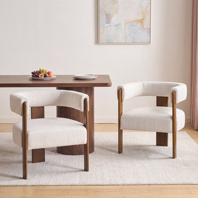 Urix Modern Bouclé Dining Chairs with Comforting Curves and Rubberwood Frame