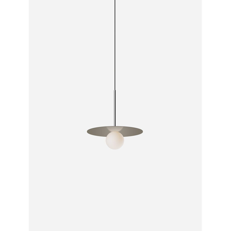 Bola Disc Pendant, 5" H x 13" W x 13" D, Taupe/Chrome, 290 lm