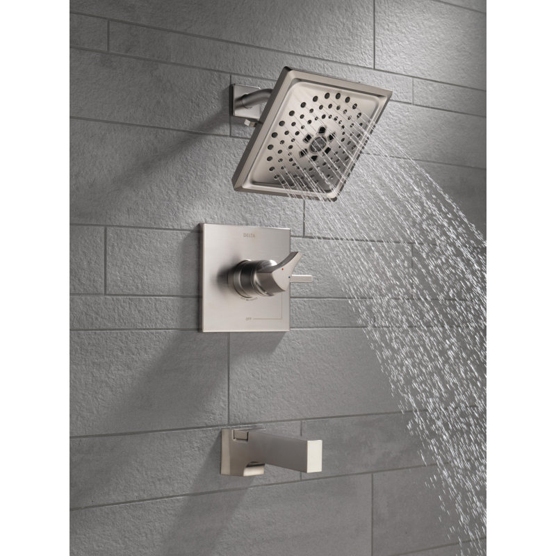 Garniture de baignoire et douche à double poignée et moniteur Zura, Inoxydable