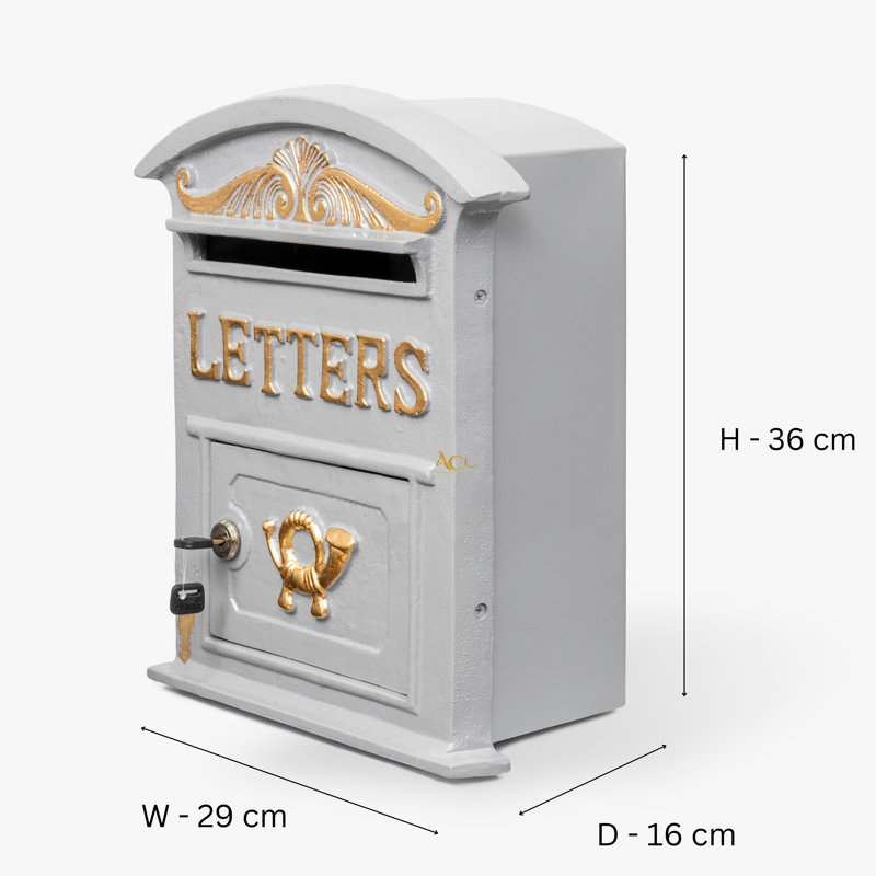 Berkay Metal Wall Mounted Post Box, Grey