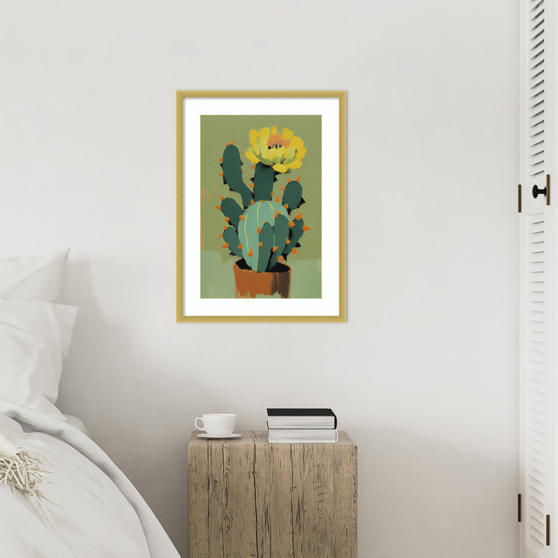 «Flowering Cactus» par Treechild, impression sur bois encadrée, H 25 po x l 19 po