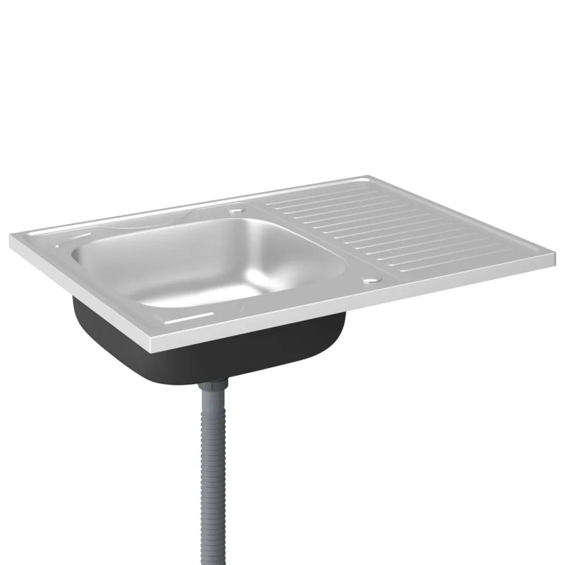 Tran Kitchen Sink with Drainer Set Silver 800x600x155 mm Stainless Steel