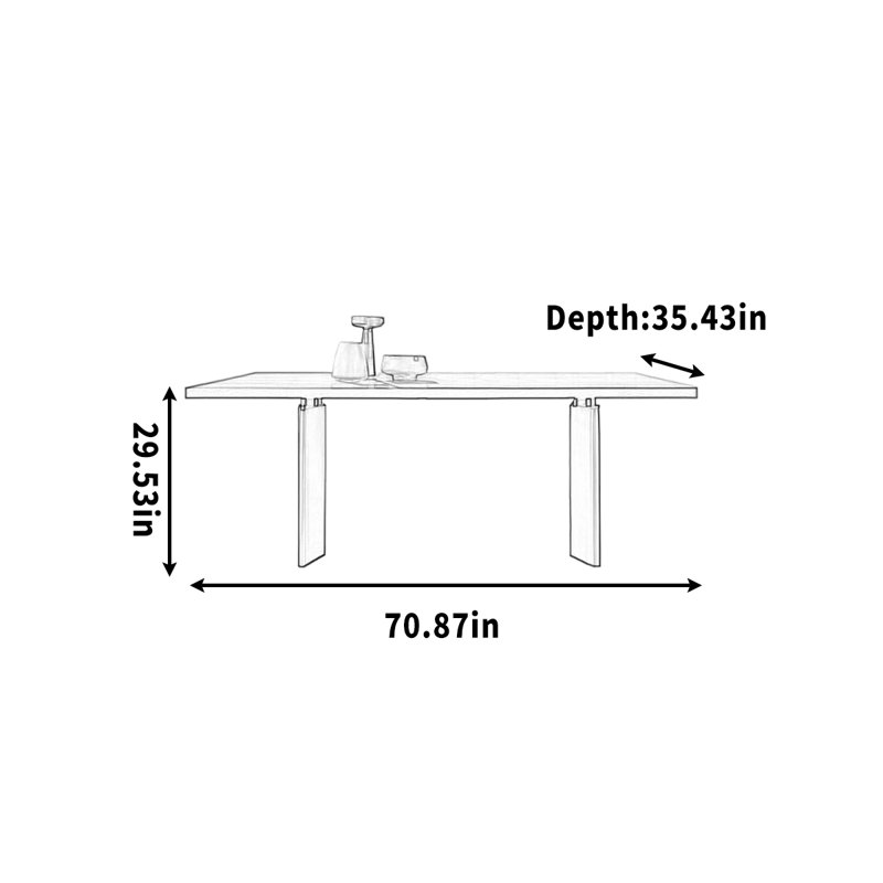 Bureau rectangulaire simple à utiliser à la maison pour étudier, H 29,53 po x l 70,87 po x P 35,43 po, Noir