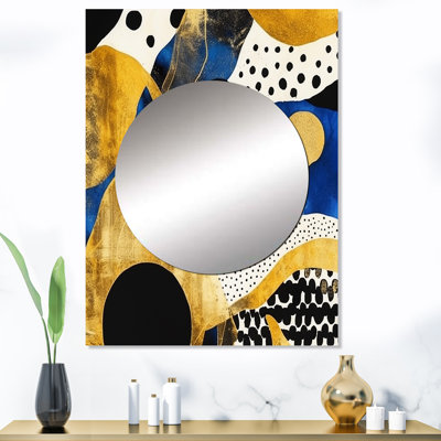 Abstract Pattern With Blue & Golden Textures XIII - Minimalism Mirror Wall Decor MTMIR102045