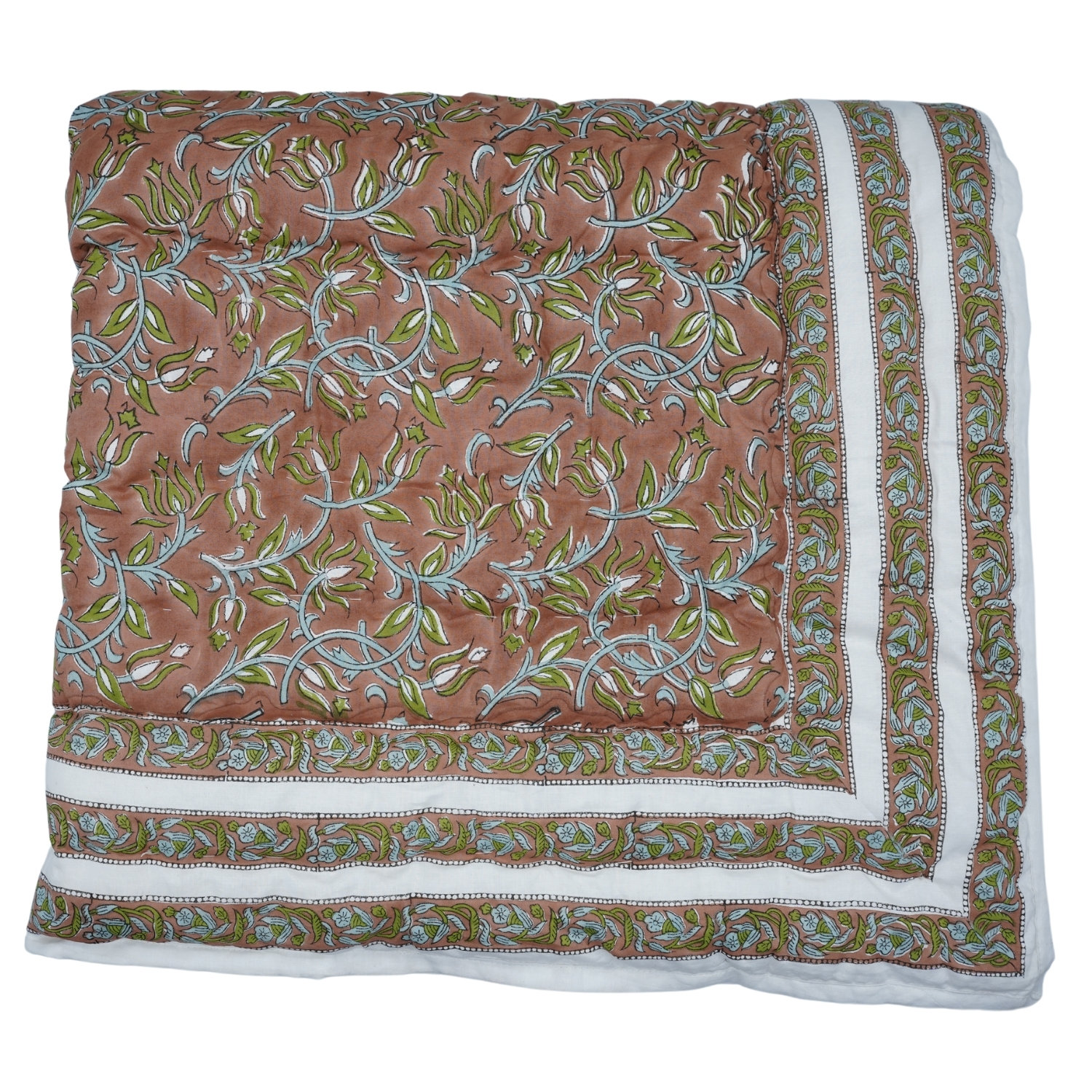 Cotton Quilted Throw Blanket, King Us, Red/Brown/Blue