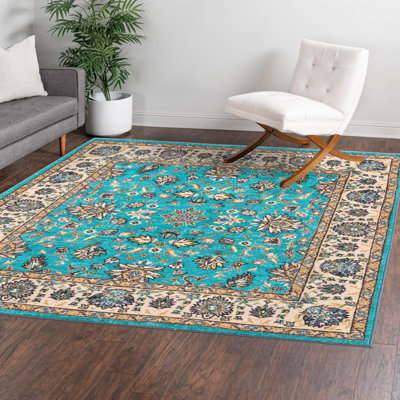 Tapis oriental bleu / brun