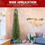 Arbre de Noël vert avec lumières DEL blanc chaud - Conception mince en PVC, compacte et facile à assembler-1340875114