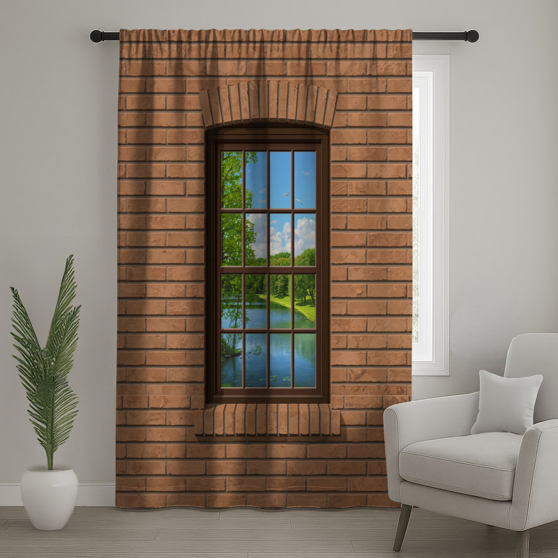 Rideaux de fenêtre Brick Wall, 50 po x 80 po - 1 panneau, Transparent