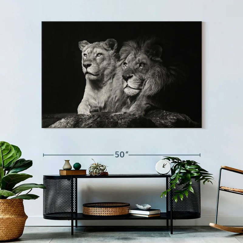 Lion And Lioness Mates Canvas Print, 51" H x 34" W x 1.25" D