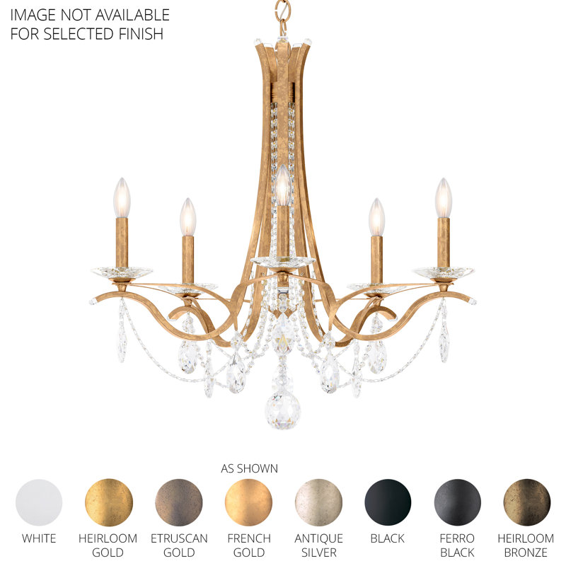 Vesca 5 Light 29in x 27in Chandelier in Heirloom Gold with Clear Radiance Crystals, White, White, Chinese (K9)