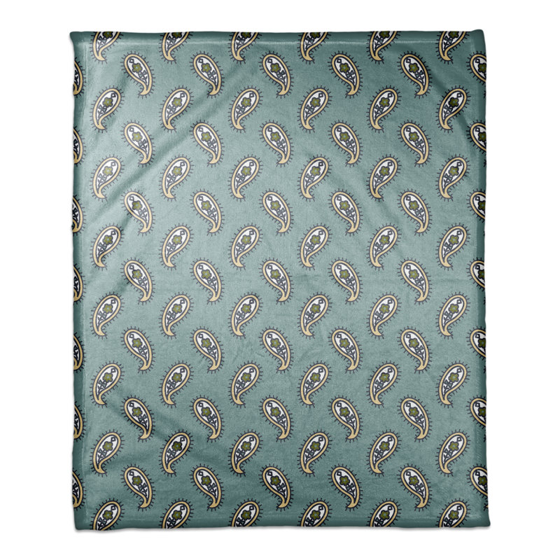  Jeté à motif cachemire, Vert / Beige
