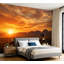 Papier peint mural autocollant représentant un paysage de coucher de soleil dans l'Ouest américain. Décoration murale moderne et adhésive pour chambre ou salon. Dimensions : 254 cm (L) x 366 cm (l).-518993790-518993732