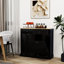 Armoire à ordures inclinable à deux tiroirs et à deux compartiments - Noir
