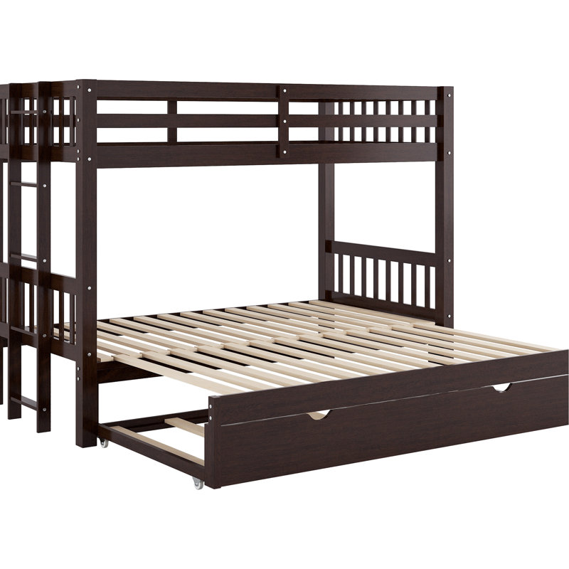 Lit superposé simple au-dessus d'un lit gigogne avec gigogne, peu encombrant pour les nuitées, escalier sécuritaire, Flex Placement, lit gigogne en pin, petites pièces, garde-corps, choix de position, cadre