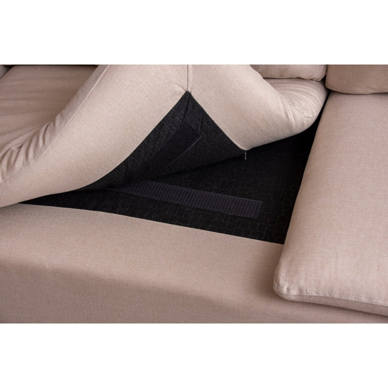Elegant Corner Sofa, Cream Color, 100% Metal Frame & 100% Polyester Fabric | Dimensions: 88.6 x 31.5 x 18.1 inches | High DNS Foam & Silicon Fiber Back Cushions | Perfect for Living Room & Family Spaces