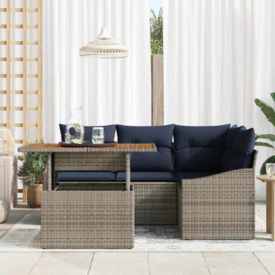 Vidaxl Garden Dining Set Manual 5 Pcs Grey And Navy 100 X 55 X 73 Cm