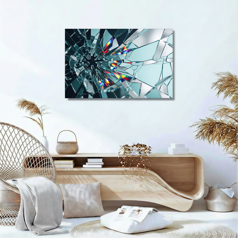 Art mural en verre brisé avec réfraction arc-en-ciel, H 12 po x l 18 po
