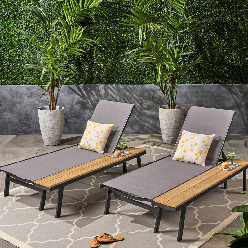 De 2 méridiennes confortables avec structure en aluminium et en grillage - Greyblack Lounge Rust - Structure et pièces en bois d'eucalyptus