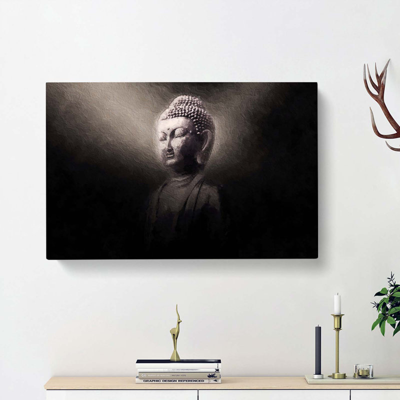 Buddha In A Mist by Buddha In A Mist - Wrapped Canvas Painting, 35cm H x 50cm W x 3cm D