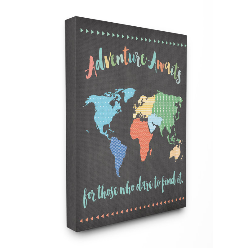 «Gupton Adventure Awaits World Map», art sur toile, H 30 po x l 24 po x P 1,5 po