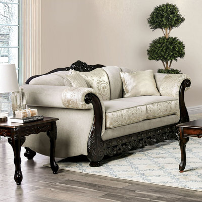 70.4" W Traditional Loveseat, Ivory
