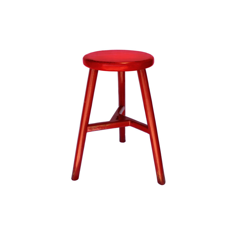 Wood Accent Stool, Red