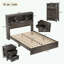 Ensemble de chambre à coucher 4 pièces avec lit grand, 2 tables de chevet avec 2 tiroirs et 1 commode-1485353527