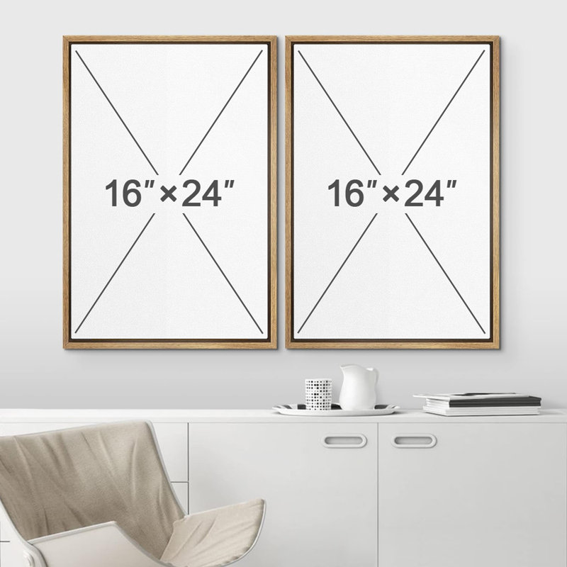 Mid Century Modern Boho Green Yellow Bright Plant Art Framed Canvas 2 Pieces Print  Wall Art Set, 32" W x 24" H