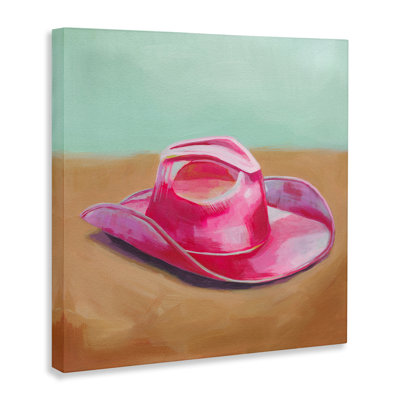 Pink Cowgirl Hat Canvas Wall Art by Grace Popp