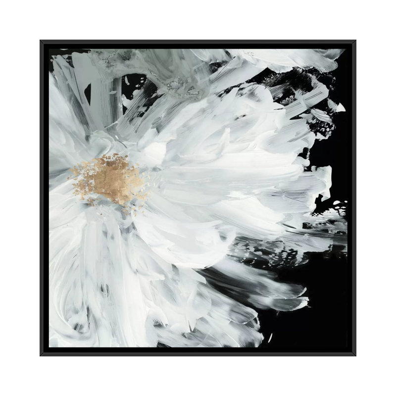 «Peony», reproduction sur toile, H 18 po x l 18 po x P 1,5 po, Toile avec cadre noir, Pas de tapis