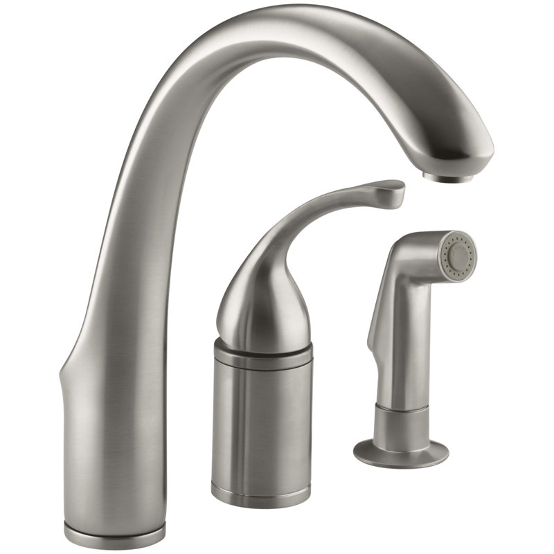 Forté 3-Hole Remote Valve Kitchen Sink Faucet with 9" Spout with Matching Finish Sidespray, Vibrant Stainless