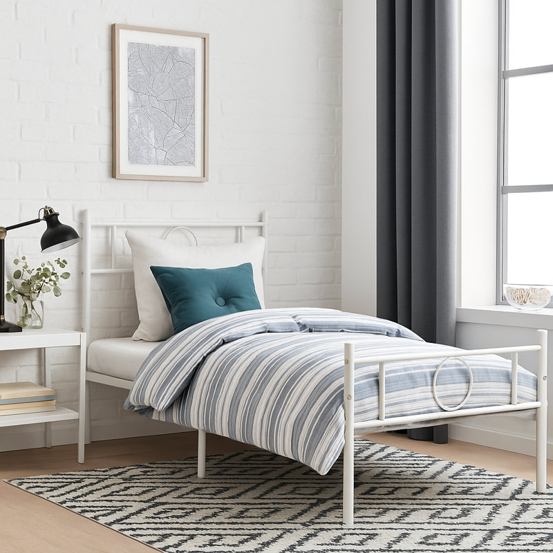 Metal Bed, White, Single (3')