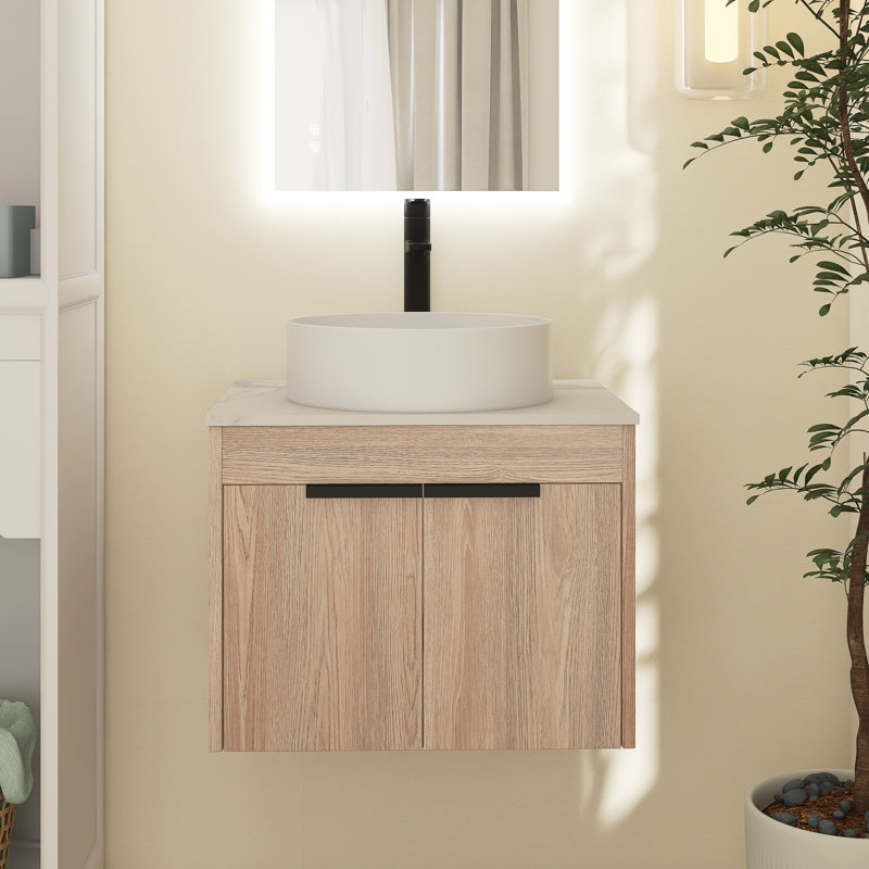 Meuble-lavabo simple 23,62 po avec plateau en céramique Evaley