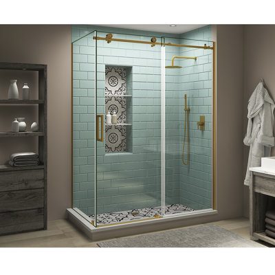 Coraline XL 44" - 48" W x 30" D x 80" H Frameless Rectangle Sliding Shower Enclosure