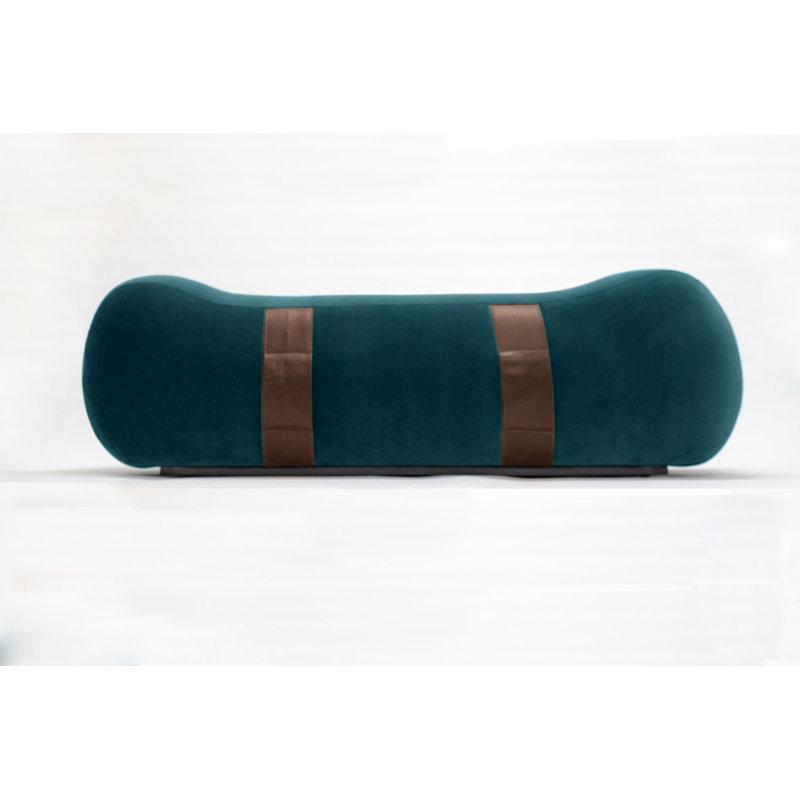 Milo Velvet Upholstered Bench, Ming/Creme Brulee