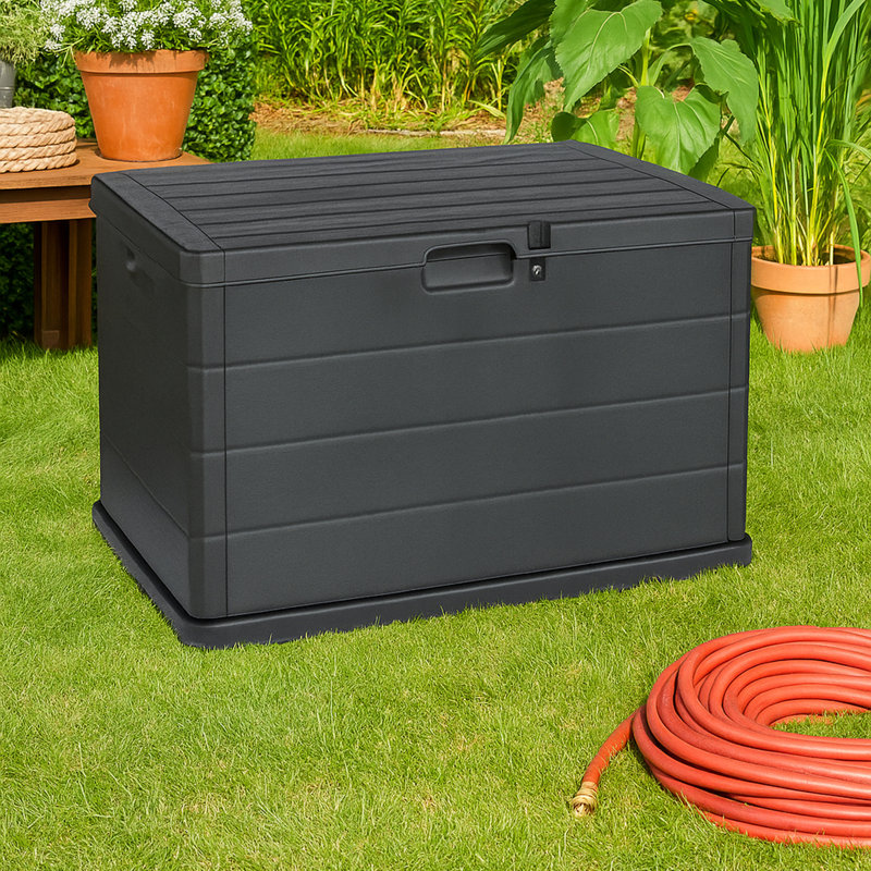 Urbn-Living 78cm W 200L Polypropylene Lockable Deck Box in Black